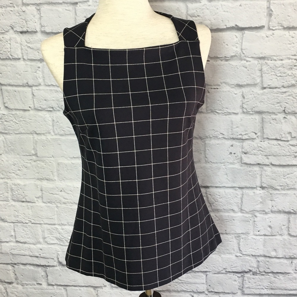Ann Taylor sleeveless top, navy/white S